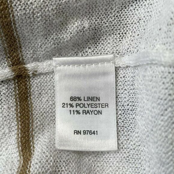 j. Jill Stripe Pullover Sweater XL Linen Blend Stripe Lightweight 3/4 Sleeves - Picture 5 of 5